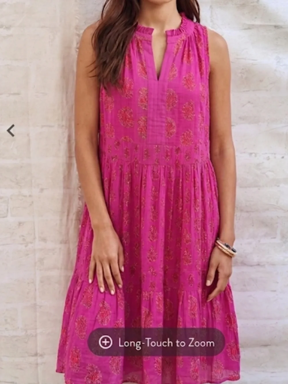 New J. Jill size L Fuchsia tiered sleeveless Midi Dress